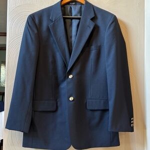 Jeremy Cobb 2-Button Collection Black 100% Wool Blazer Suit Jacket Mens Size 40R